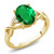 Gem Stone King Green Simulated Emerald and White Topaz 18K Yellow Gold Plated Silver Women Ring 155 Ct Oval Size 9