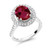 Gem Stone King 925 Sterling Silver Red Created Ruby and White Created Sapphire Women Ring 450 Ct Oval Size 8