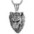 COOLSTEELANDBEYOND Stainless Steel Mens Vintage Roaring Wolf Head Pendant Necklace 30 inches Steel Wheat Chain