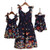 PopReal Mommy and Me Floral Printed Dresses Shoulder Straps Bowknot Chiffon Sleeveless Matching Outfits