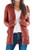 Womens Long Sleeve Cable Knit Sweater Open Front Cardigan Button Loose Outerwear with Pockets Brickred