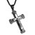 HZMAN Mens Jesus Stainless Steel Pendant Necklace Cross 22  2 Inch Chain?Black?