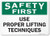 SmartSign Safety First  Use Proper Lifting Techniques Sign  10 x 14 Aluminum
