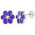 925 Sterling Silver Purple Enamel Daisy Flower Push Back Safety Earrings Girls