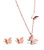 WDSHOW Rose Gold Plated Stainless Steel Butterfly Pendant Necklace Stud Earrings