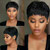 VRVOGUE Short Human Hair Pixie Wigs Pixie Cut Short Black Wavy Wigs Layered Short Human Hair Wigs for Black Women Pixie Cut Wigs 1B