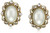 1928 Jewelry GoldTone Simulated Pearl And Crystal Oval Button Earrings