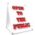 AFrame Sidewalk Open to The Public Sign with Graphics On Each Side  18 X 24 Print Size