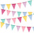 60 Flags Imitated Burlap Pennant Banner - Multicolor Fabric Triangle Flag Bunting for Party and Festival Hanging Decoration