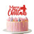 Merry Christmas Cake Topper  Merry AF Be Merry Xmas sign Holiday Santa and Reindeer Cake Topper Red Glitter