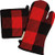 PBK Red and Black Buffalo Check Cotton Oven Mitt  Potholder Set