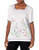 Alfred Dunner Womens Border Embroidered Floral Top White L
