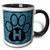 3dRose Letter H Blue Cheetah Print Cat Paw Ceramic Mug 11oz BlackWhite