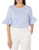 Calvin Klein Womens Crew Neck Ruffle Sleeve Blouse Chambray Blue XLarge