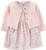 Carters Baby Girls 2Piece Floral Bodysuit Dress  Cardigan Set 12 Months PinkWhite Floral