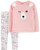Carters 2Piece Bear Fleece Pullover  Animal Legging Set 9 Months Pink and White