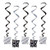 Black and Silver Happy New Year Whirls (5/pkg) Pkg/3