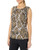 Calvin Klein Womens Printed Pleat Neck Cami BlackCamel Multi XLarge