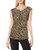 Calvin Klein Womens Ruched TOP with Hardware LeopardBlack M