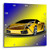 3D Rose Cool Sport car. Yellow Wall Clock 10" x 10"