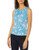 Calvin Klein Womens Printed Pleat Neck Cami Blue Steel Multi Medium