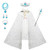 Fedio Princess Cape Set 7 Pieces Girls Princess Cloak with Tiara CrownPrincess WandNecklace and Accessories for Little Girls Dress up White