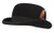 GEMVIE Mens Bowler Derby Hat Wool with Feather in Black L