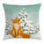 Fox Throw Pillow Cushion Cover by Ambesonne, Red Fox Sitting in Winter Forest Snow Covered Pine Trees Xmas Cartoon, Decorative Square Accent Pillow Case, 18 X 18 Inches, Orange White Almond Green