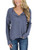 TEMOFON Womens Top Long Sleeve Waffle Knit Tops Casual Loose Fit Henley Shirts Tunic Blouse with Buttons Blue 2XL