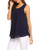 SUNAELIA Women Chiffon Tank Tops Summer Sleeveless Pleated Blouses Layered Casual Swing Tunics Navy Blue