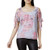 Bar III Womens Floral Print Cold Shoulder Blouse Powder Pink Combo Large