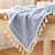 LUCKYHOUSEHOME Blue and White Stripe Tassel Tablecloth Cotton Linen Rural Small Home Kitchen Dinning Tabletop Table Cover 39 x 55 Inch