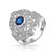 Bling Jewelry Boho Vintage Style Blue CZ Filigree Wide Fashion Statement Heart Armor Full Finger Ring for Women Silver Plated Brass