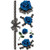 TAFLY 3D Fake Blue Roses Temporary Tattoos Body Art Stickers 5 Sheets
