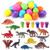 Easter Eggs Filled with Mini Dinosaurs and Mini Dinosaur Stampers (18 Pieces)