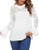 SoTeer Womens Casual Round Neck Lace Sleeves Solid Chiffon Blouse Top White XXL
