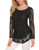 SoTeer Lace Top Women Elegant Long Sleeve Lace Shirt Double Layers Dressy Blouse Shirt Tops Black XL