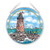 Amia Old Red Lighthouse Large Circle Glass Suncatcher Multicolored
