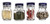 HC Classic Home Quality Airtight Assorted Shape Glass Spice Jar Hermetic Seal Bail & Trigger/Jar with Lid Set of 4 (Blue)