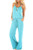 sullcom Women Summer Solid Sleeveless Wide Leg Jumpsuit Casual Spaghetti Strap Stretchy Long Pant Rompers Small Light Blue
