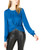 Bar III Womens TwistFront Blouse Blue Medium