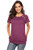 Womens Casual Button Short Sleeve Tops Pockets Blouses T Shirt Round Neck Loose Tunic Red Wine S