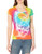 Liquid Blue Womens Grateful Dead Steal Your Face Rainbow Tie Dye Graphic Tee Medium