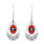 FTH Georgia Bulldogs Logo Silver Tone Tear Drop Hoop Earrings with Clear Rhinestones