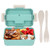 Supplim Bento Box For Kids and Adults With 3 CompartmentWheat Fiber Lunch Box Leak Proof Lunch Container With Spoon  Fork Green