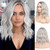 Baruisi Silver Grey Ombre Bob Wig Short Wavy Side Part Synthetic Heat Resistant Halloween Cosplay Wigs for Women