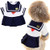 ANIAC Pet Navy Captain Suit Sailor Costume Student Uniform with Red BowKnot Cute Skirt Warm Clothes for Cats and Dogs Small