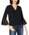 Bar III LaceTrim BellSleeve Top Black M