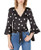 Bar III DotPrint BellSleeve TieHem Top Dot S