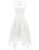 Meetjen Womens Elegant Floral Lace Sleeveless Handkerchief Hem Asymmetrical Cocktail Party Swing Dress White M